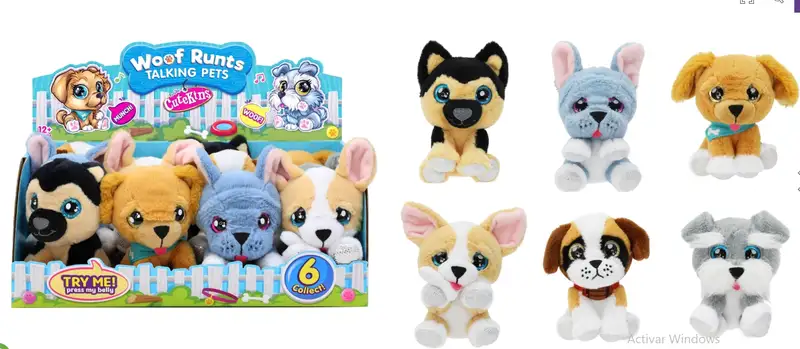 Fun Ville  35055 Cutekins Peluches Realista 4 Pulgadas Cachorros Con Sonidos