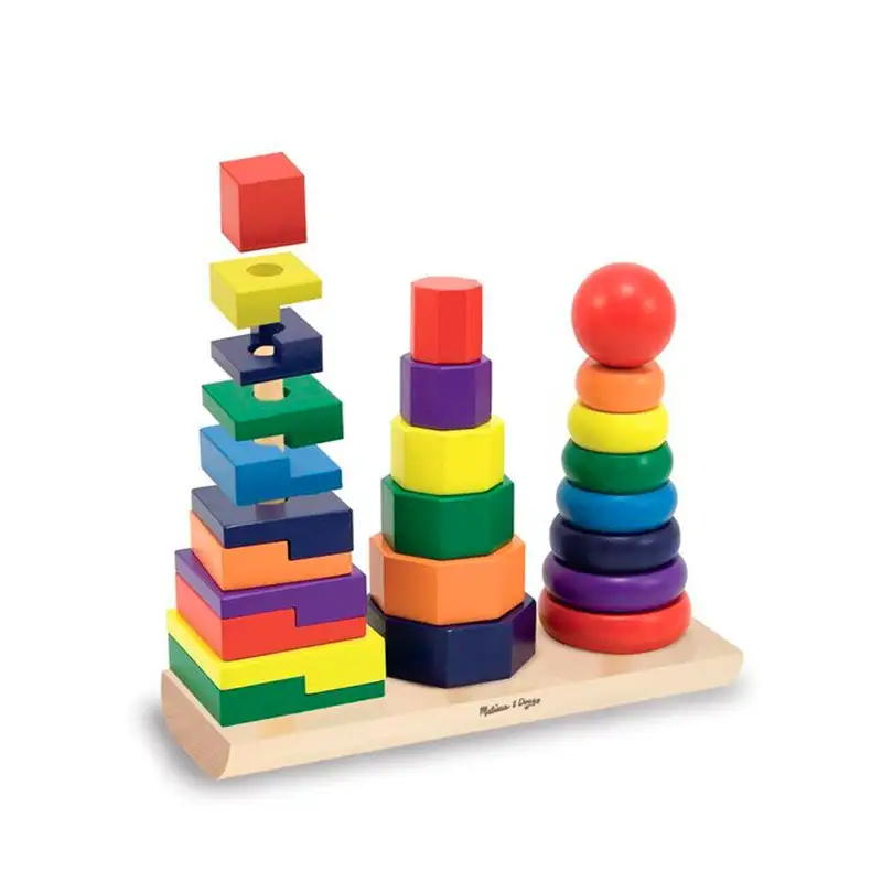 Melissa & Doug Desarrollo Psicomotriz 567 Apilador Geométrico De Madera