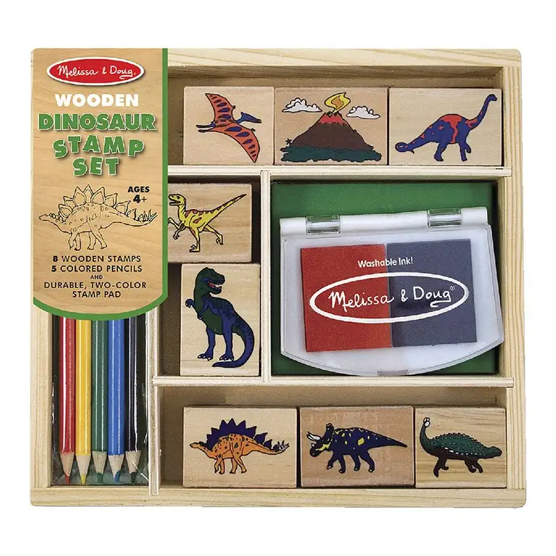 MELISSA & DOUG Arte y Manualidad 11633 Conjunto de Sellos de Madera de Dinosaurios
