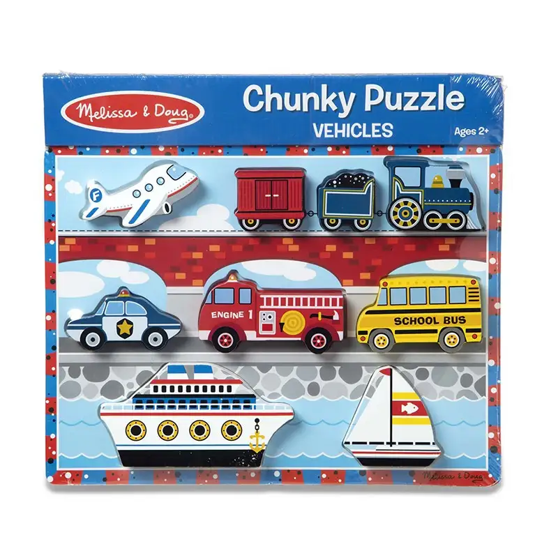 MELISSA & DOUG Rompecabeza 13725 Madera de Vehiculos de Transporte 9 Piezas