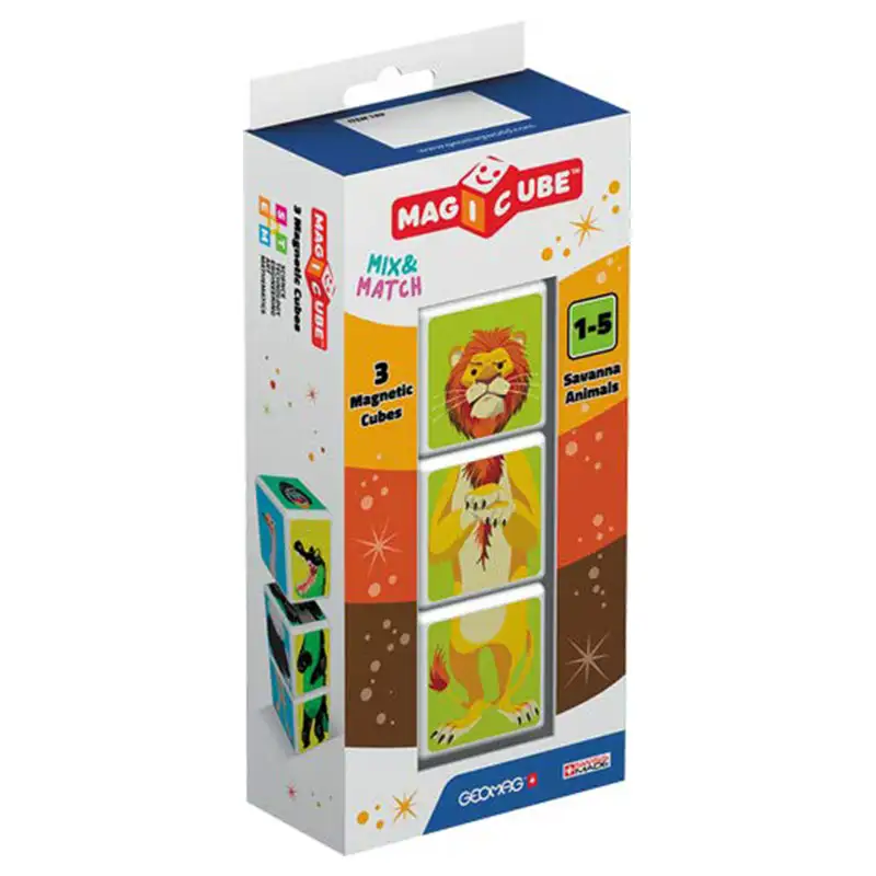 Geomag Magicube #109 Cubos Magneticos Mix & Mtch Animales De Savana 3 Pcs