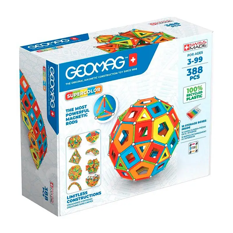 Geomag  Classic #193 Set De Cubos Magneticos 388 Pcs Supercolor Paneles Reciclados