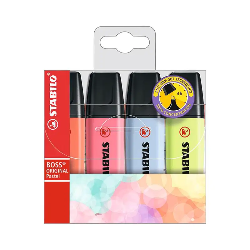 Stabilo 70/4-3 Marcadores Resaltadores Boss De 4 Colores Pastel