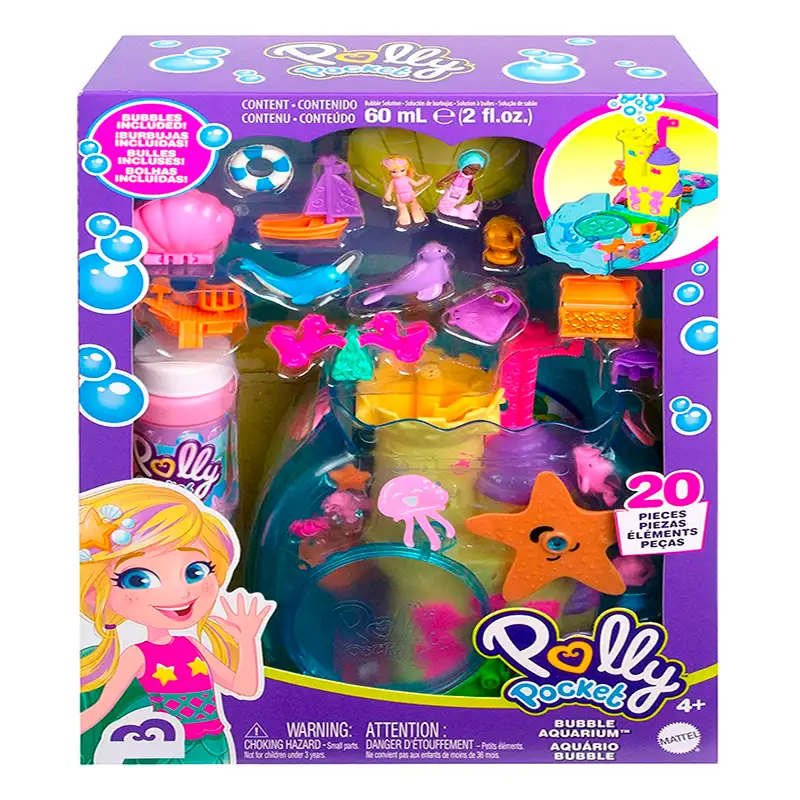 Mattel Polly Pocket Hhh51 Set De Acuario De Burbujas Compacto