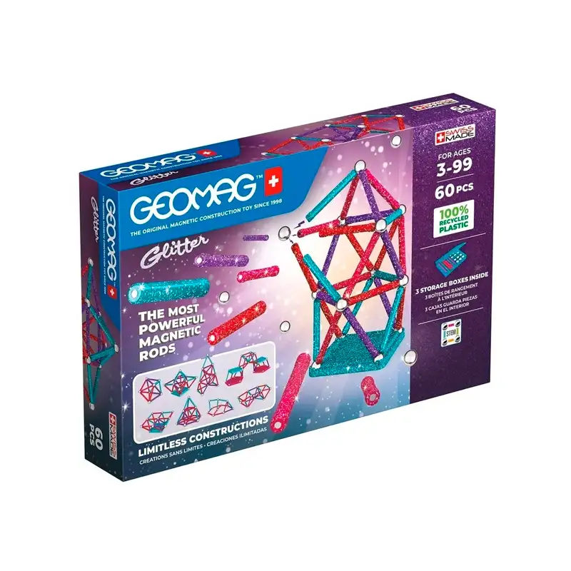 Geomag 536 Barras Con Brillantina Reciclable 60 Pcs