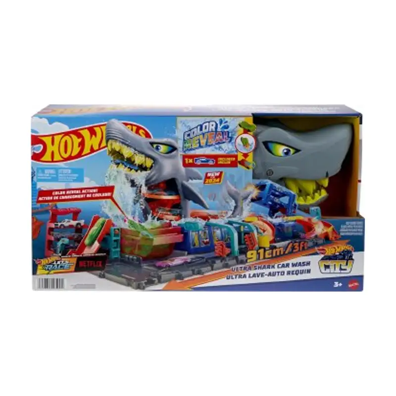 Mattel Hot Wheels Htn82 Pista Lavado De Autos Mega Tiburón