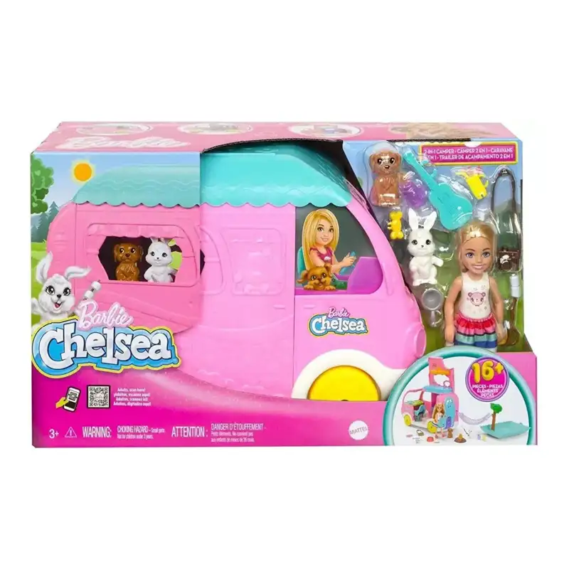 Mattel Barbie Hnh90 Muñeca Chelsea Remolque De Camping 2 En 1