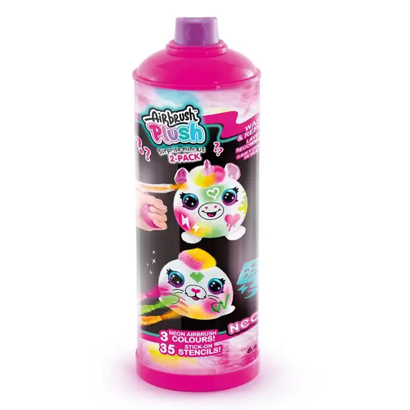 Canal Toys Airbrush Plush Air 023 Peluche Pack De 2 Mini Sorpresas Neón Surtido