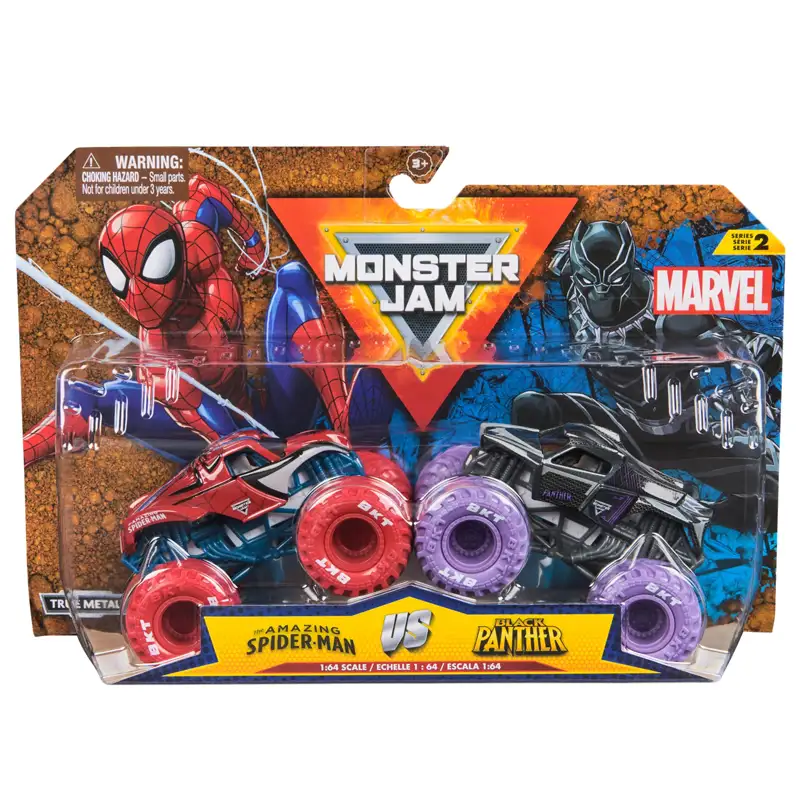 Spin Master Monster Jam 6071940 Vehículo Marvel Spiderman Vs Black Phanter 1:64