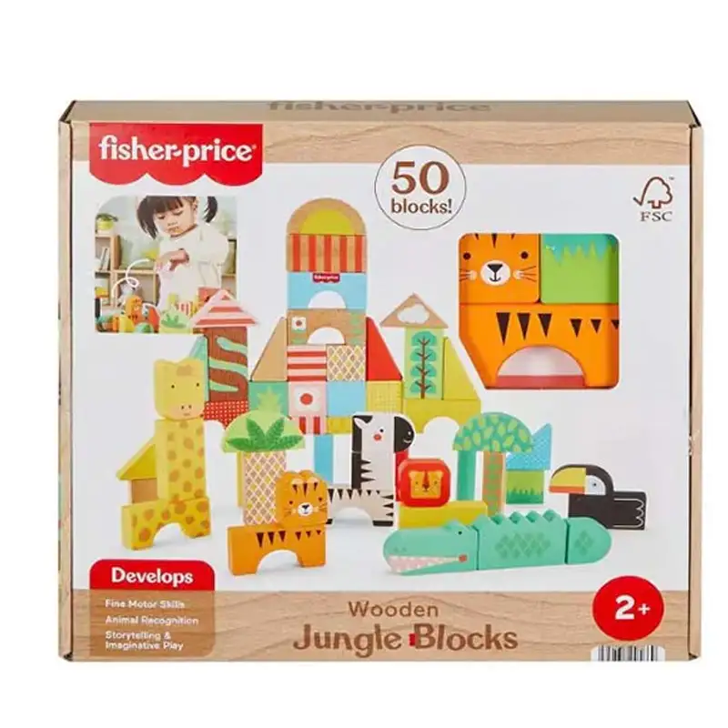 Mattel Fisher Price Jfg11 Juego De Bloques Selva De Madera