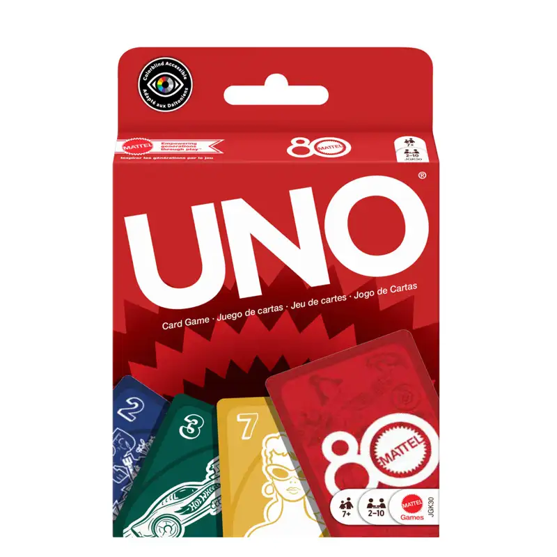 Mattel Games Jgk30 Uno 80º Aniversario Edición Rubí Rojo