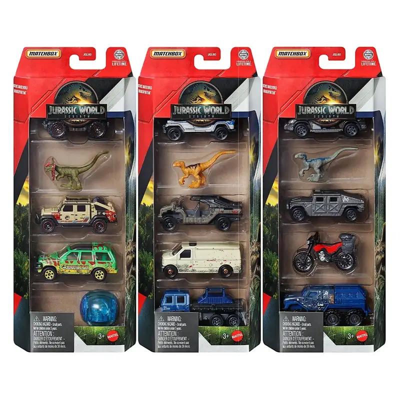 Mattel Hot Wheels Jgl60 Matchbox Jurassic World Paquete De 5 Autos