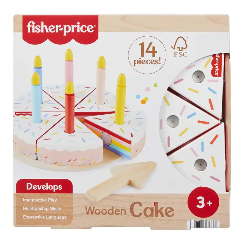 Mattel Fisher Price Jgr82 Pastel De Cumpleanos De Madera Para Juego De Rol