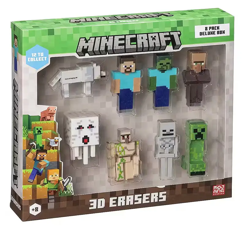 Pmi Kind Word Minecraft Mc4070 Set Minecraft 3D Erasers 8 Piezas