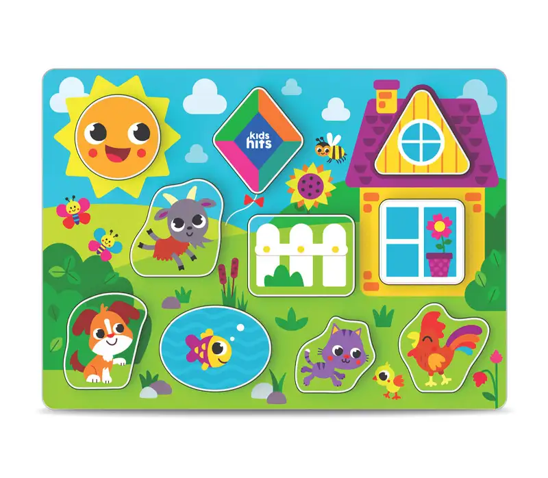 Kids Hits Farm Kh20-075 Rompecabezas Grueso De Madera Formas De Granja