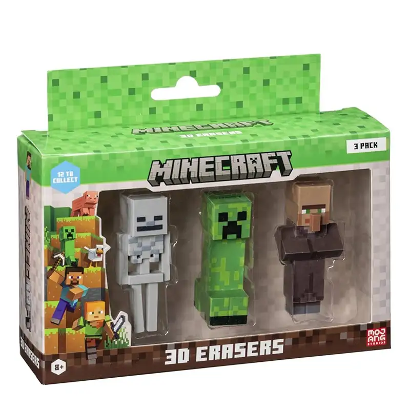 Pmi Kind Word Minecraft Mc4021 Set Minecraft 3D Erasers 3 Piezas