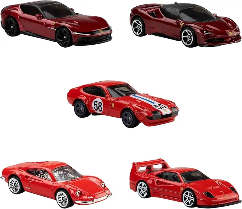 Mattel Hot Wheels Jln12 Pack Ferrari Rosso 5 Unidades