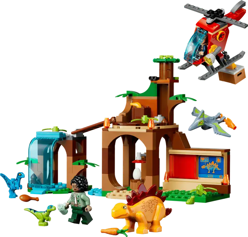 Lego Jurassic World 77981 Velocirraptor, Stegosaurus y Pteranodon: Mision De Rescate